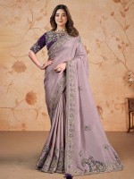 Light Purple Shimmer Georgette Silk Saree